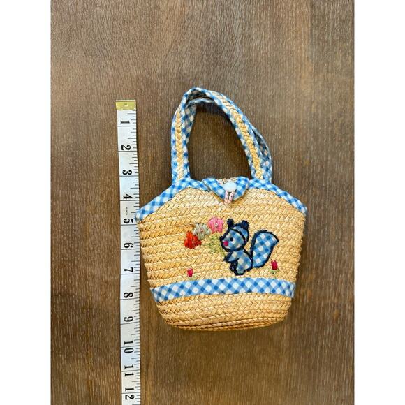 Vintage Bernard for Lubin & Sons Embroidered Mini Straw Purse Bag Squirrel Girls - Picture 6 of 6